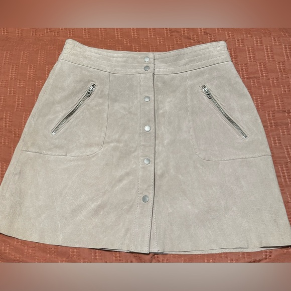 Blank NYC | Women’s Genuine Leather Beige Mini Skirt | Sz 28 - Picture 2 of 13